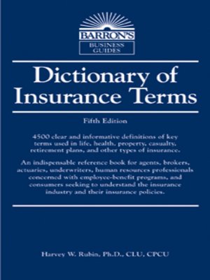 cover image of Dictionary of Insurance Terms